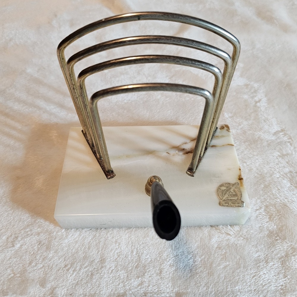 New Diamond Genuine Onyx Import Envelope & Ink Pen Holder Used